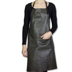 Dutchdeluxes Kitchen Textiles & Clothing^Leather BBQ Apron in Vintage Grey
