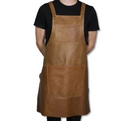 Dutchdeluxes Kitchen Textiles & Clothing^Leather Suspender Apron in Vintage Camel