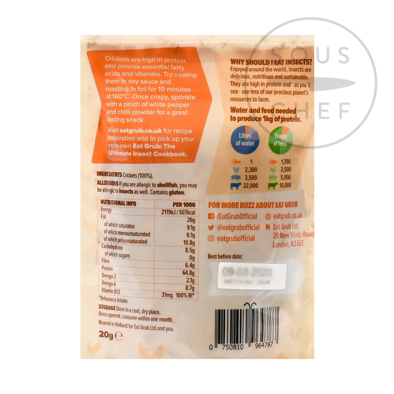 Eat Grub Ingredients Brands|Made In The Uk^Edible Crickets, 20g