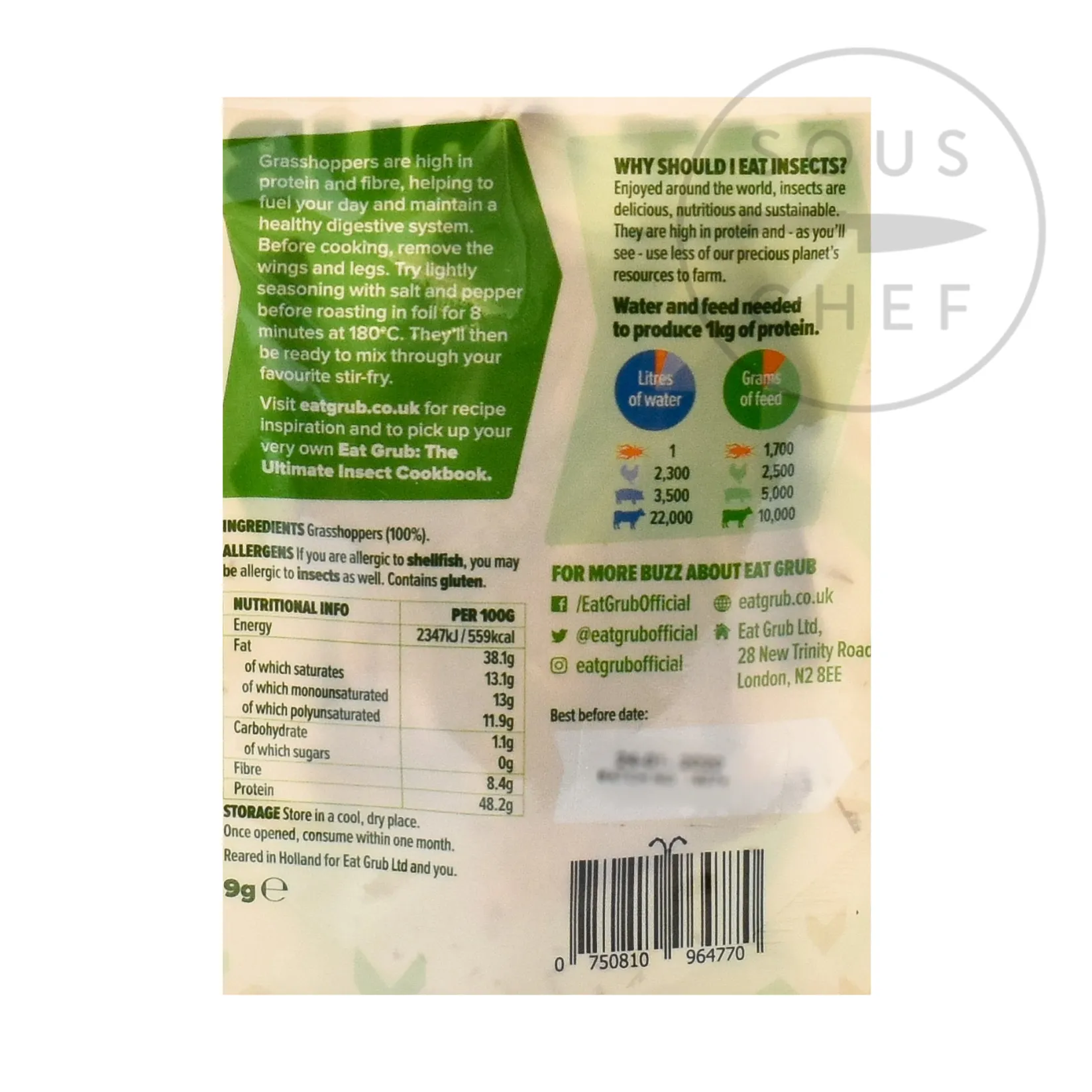 Eat Grub Ingredients Brands|Made In The Uk^Edible Grasshoppers, 9g