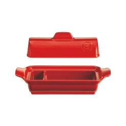 Emile Henry French Ingredients|Baking Supplies & Equipment^Red Foie Gras Medallion Dish with Lid, 24.5x10cm