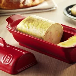Emile Henry French Ingredients|Baking Supplies & Equipment^Red Foie Gras Medallion Dish with Lid, 24.5x10cm