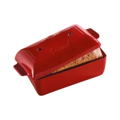 Emile Henry French Ingredients|Baking Supplies & Equipment^Red Loaf Pan with Lid, 2.2 Litre