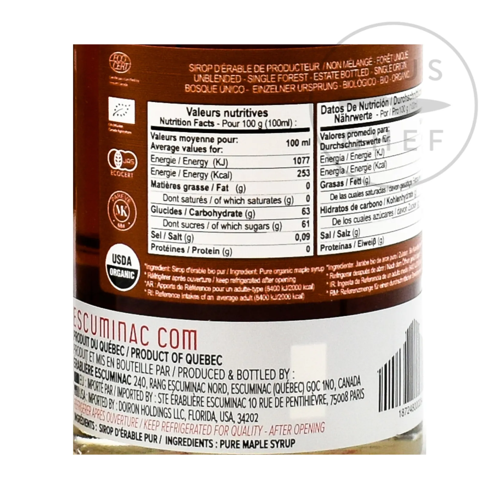 Escuminac Jam, Honey & Spreads|Baking Ingredients^Great Harvest Medium Maple Syrup, 200ml