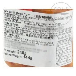 WZH Ingredients Brands|Chinese Ingredients^Fermented Bean Curd with Chilli, 240g