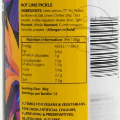 Ferns Indian Ingredients|Vegetables^' Hot Lime Pickle, 380g