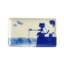 Emro Aziatica Plates|Japanese Tableware^Fishing Cat Sushi Plate, 23.5cm