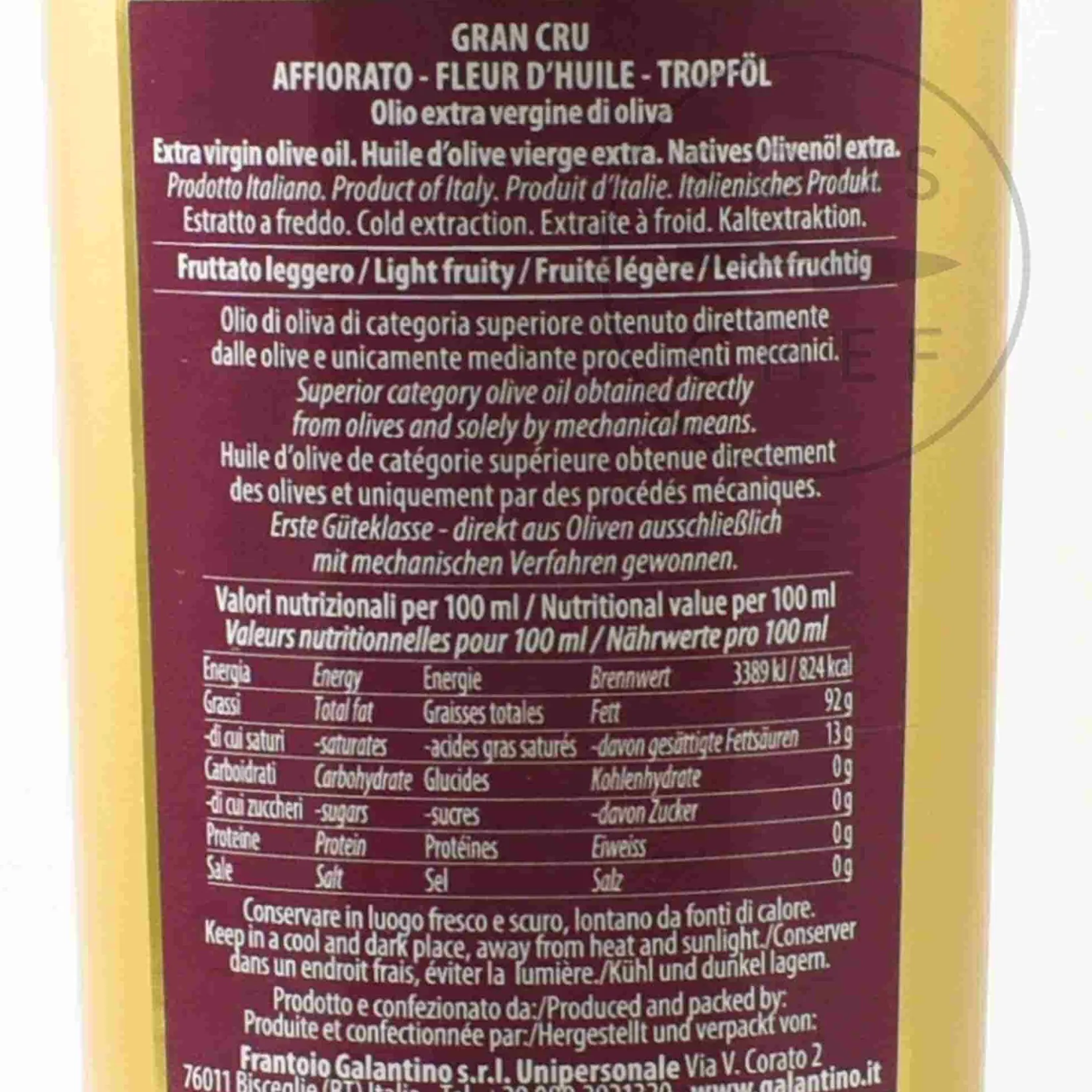 Galantino Ingredients Brands|Oil, Vinegar & Dressings^Gran Cru Affiorato Extra Virgin Olive Oil, 500ml