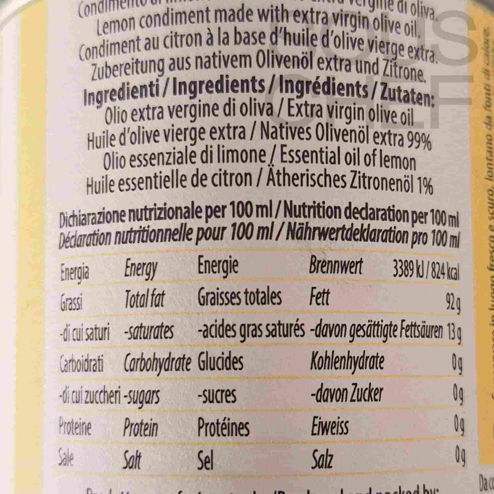 Galantino Italian Ingredients|Oil, Vinegar & Dressings^Puglian Lemon Extra Virgin Olive Oil, 100ml