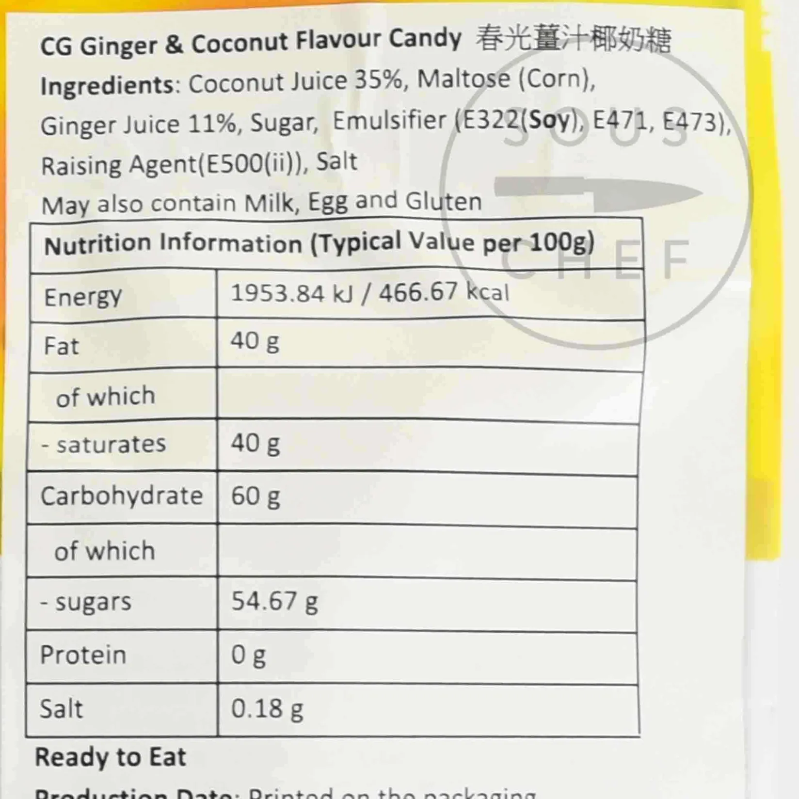 Chunguang Chocolate & Sweets|Ingredients Brands^Ginger Coconut Candy, 200g