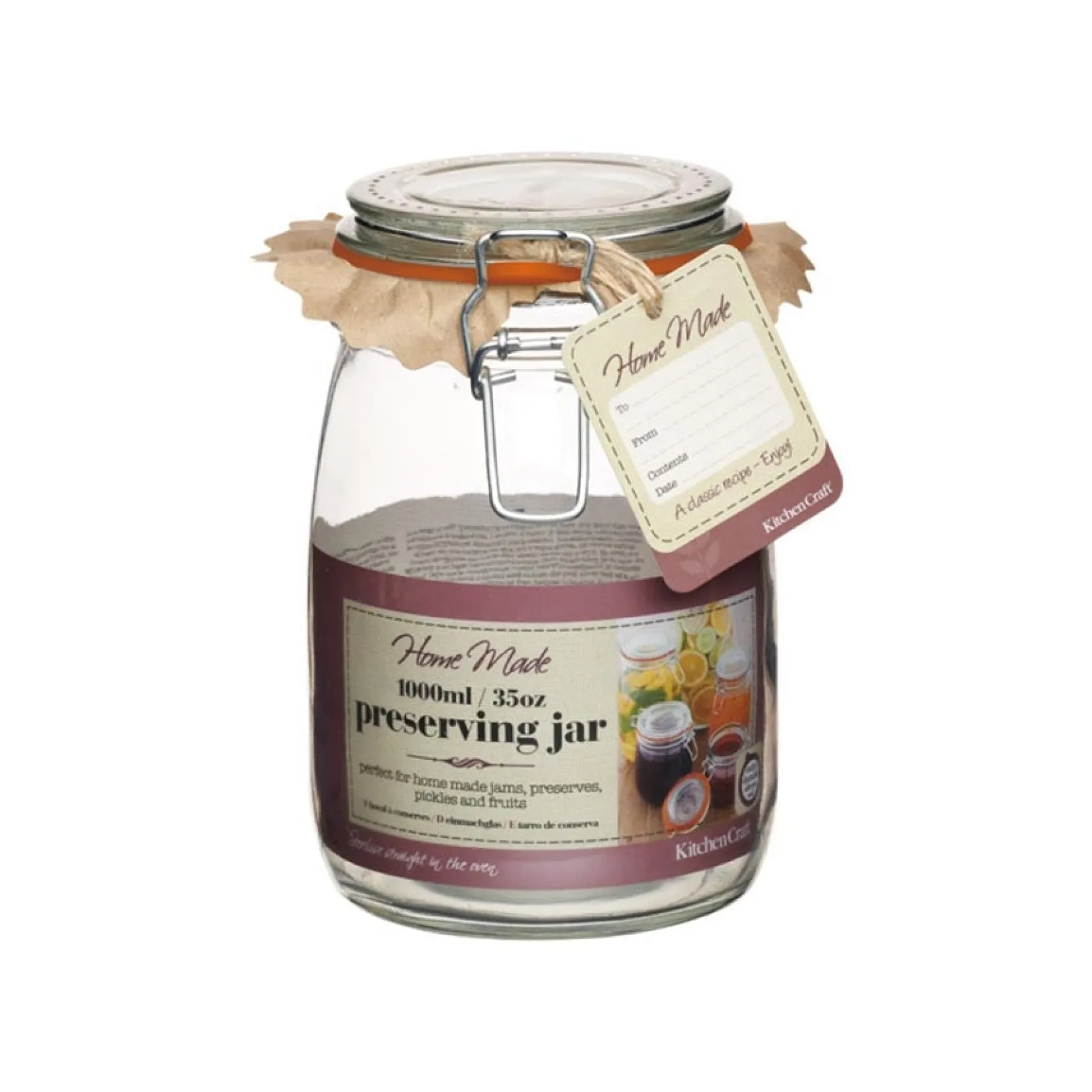 Kitchencraft Pickling, Preserving & Fermenting Jars^Glass Preserving Jar, 1000ml