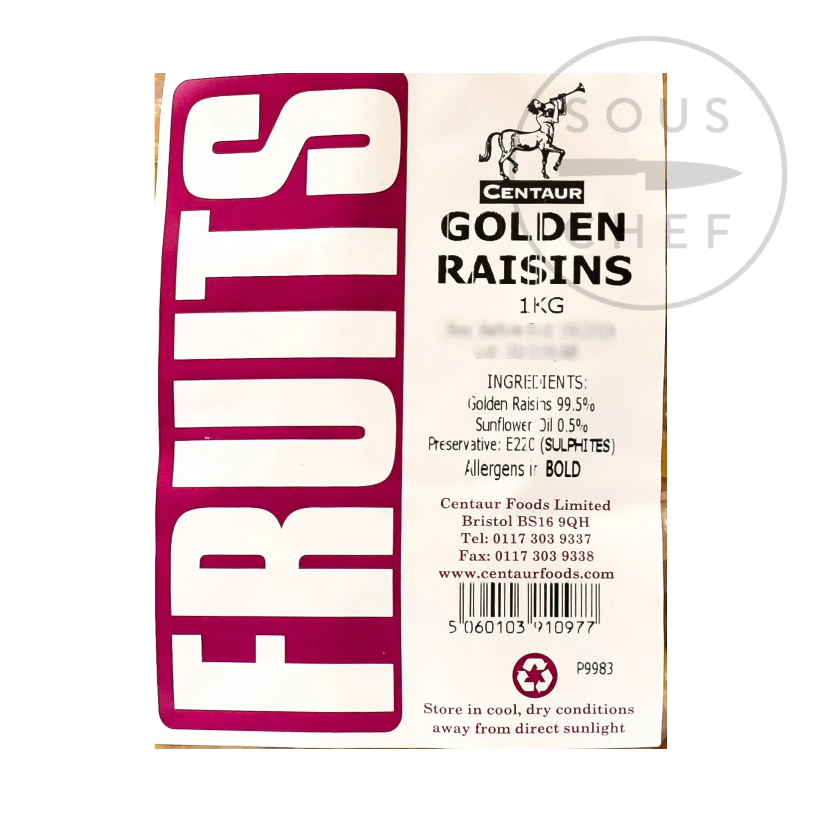 Centaur Ingredients Brands|Baking Ingredients^Golden Raisins, 1kg