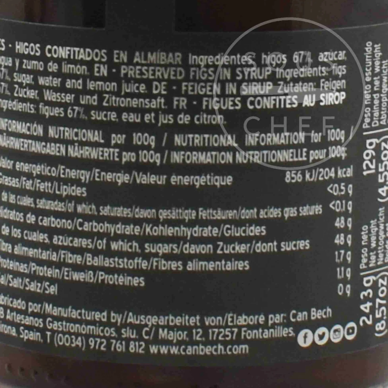 Can Bech Ingredients Brands|Spanish Ingredients^Gourmet Confit Figs in Syrup, 285g