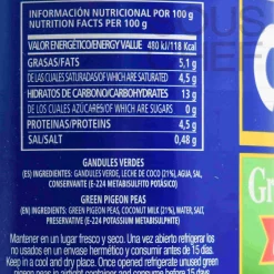 GOYA Ingredients Brands|Pasta, Rice & Beans^Green Pigeon Peas with Coconut, 425g