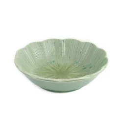 Kiji Stoneware & Ceramics Japanese Ingredients|Japanese Tableware^Green Scalloped Japanese Bowl, 13.5cm