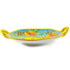 Tuscan Handmade Tableware Brands|Italian Ingredients^Hand Painted Centrepiece Dish - Pomegranates & Lemons, 35cm