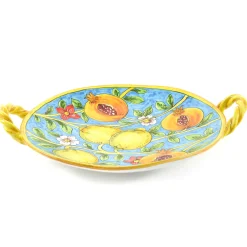 Tuscan Handmade Tableware Brands|Italian Ingredients^Hand Painted Centrepiece Dish - Pomegranates & Lemons, 35cm