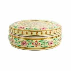 Indian Tiffin Indian Ingredients|Food Storage & Containers^Hand Painted Single Tier White Tiffin Tin, 300ml