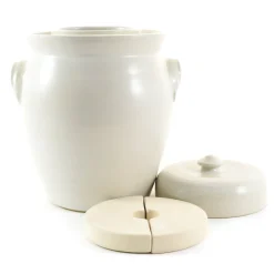 Sauerkraut Pots Pickling, Preserving & Fermenting Jars^Handmade Stoneware Fermenting Crock in White 4.5 litre