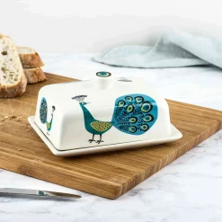 Hannah Turner Tableware Brands^Peacock Butter Dish, 16x8cm