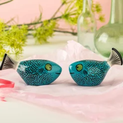 Hannah Turner Table Setting|Kitchen Tools & Utensils^Set of 2 Blue Fish Salt & Pepper Shakers, 10cm
