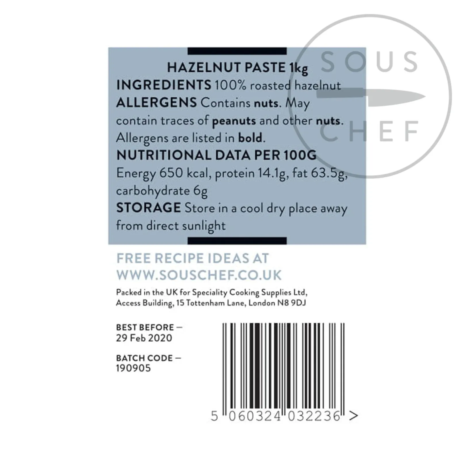 Sous Chef Ingredients Brands|Baking Ingredients^Hazelnut Paste for Catering, 1kg