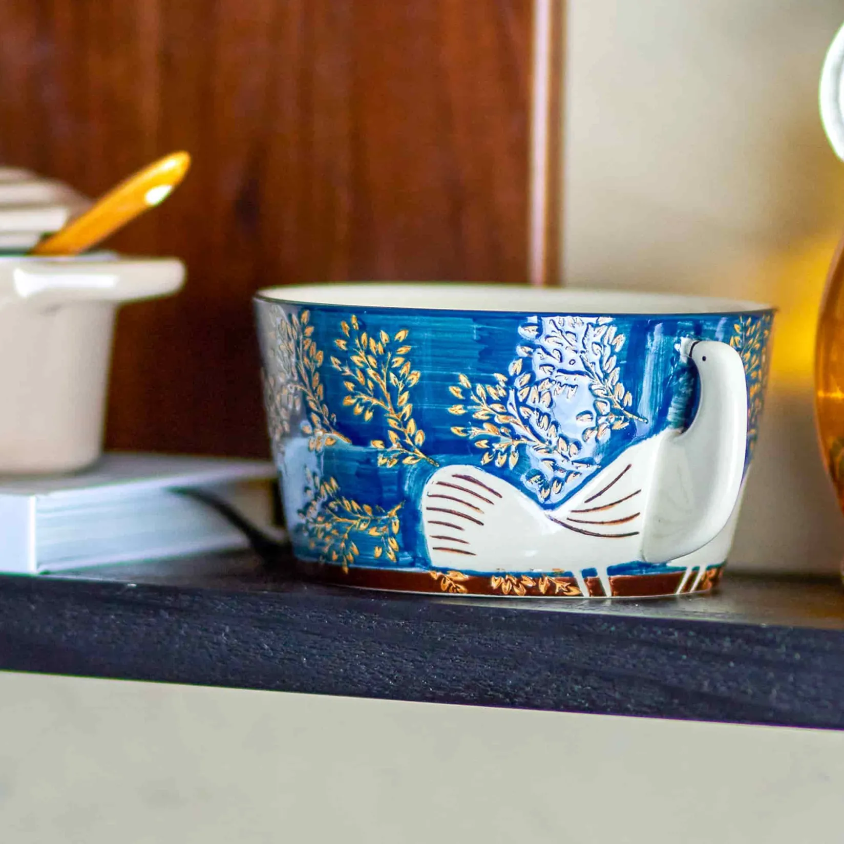 Bloomingville Crockery & Dinnerware|Bowls^Hezha Blue Bowl with Bird, 13cm