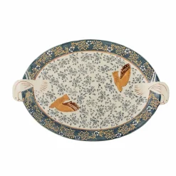 Bloomingville Tableware Brands^Hezha Blue Stoneware Serving Platter, 34x25cm