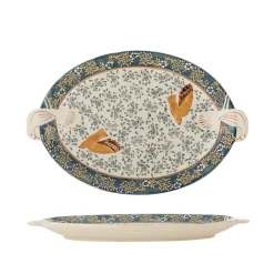 Bloomingville Tableware Brands^Hezha Blue Stoneware Serving Platter, 34x25cm
