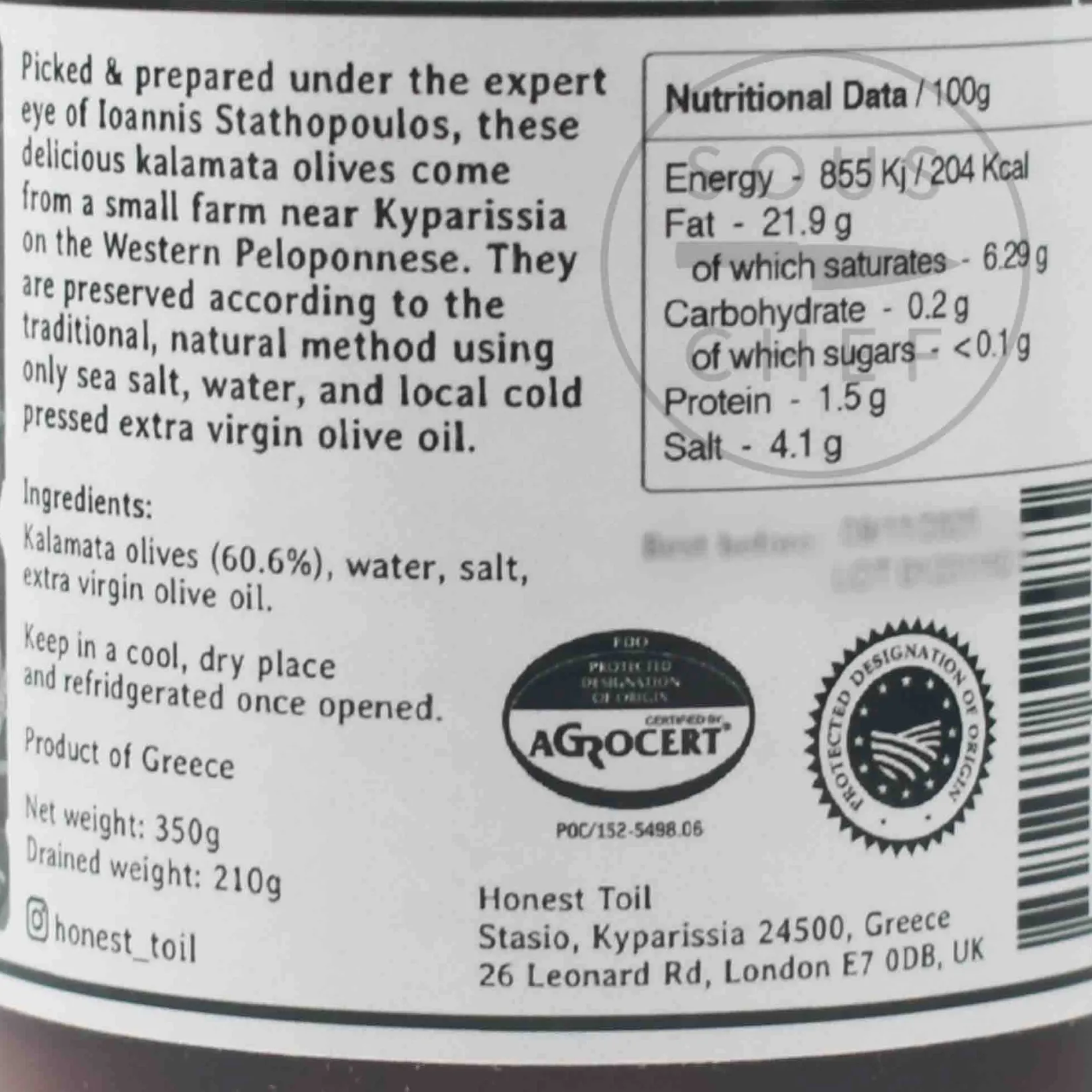 Honest Toil Ingredients Brands|Snacks^Kalamata Olives, 215g