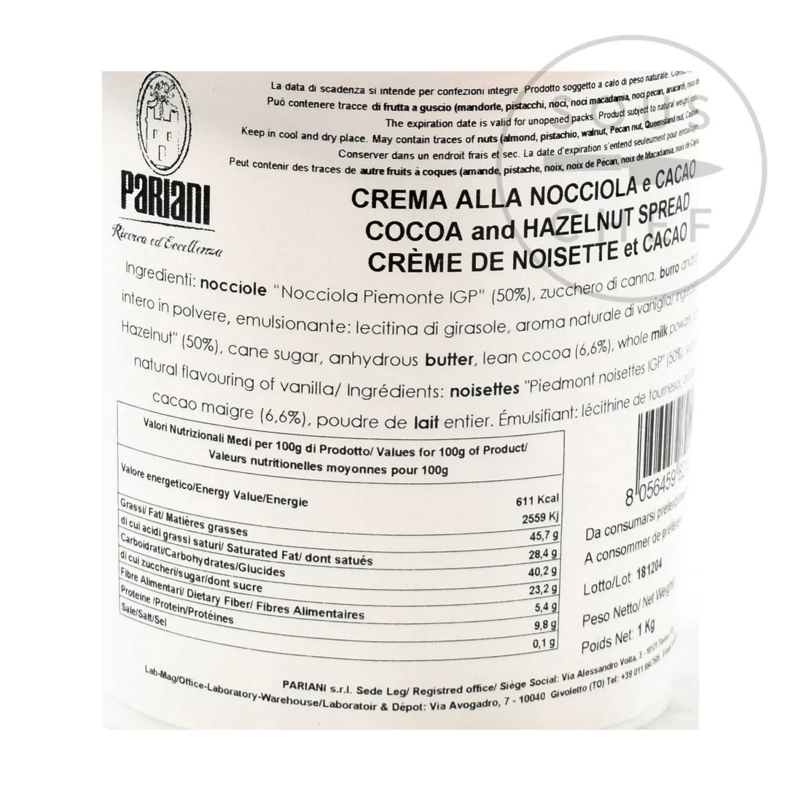 Pariani Ingredients Brands|Italian Ingredients^Italian Hazelnut Gianduja Paste, 1kg
