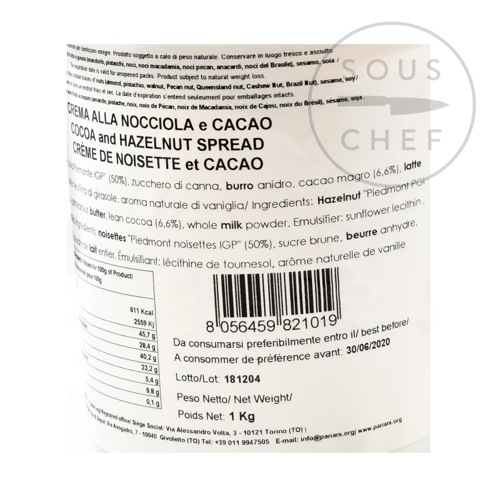 Pariani Ingredients Brands|Italian Ingredients^Italian Hazelnut Gianduja Paste, 1kg