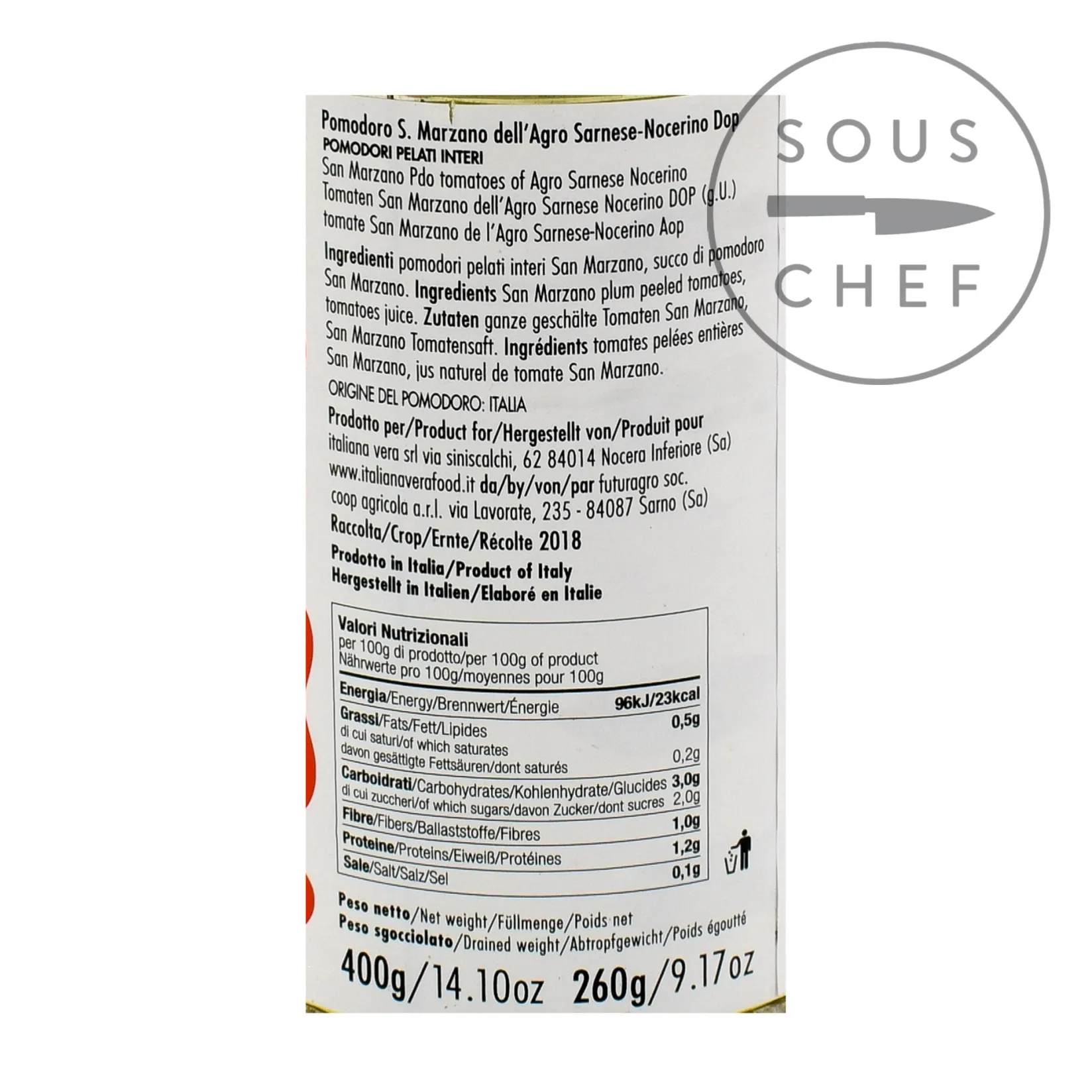 Italianavera Italian Ingredients|Vegetables^DOP San Marzano Peeled Tomatoes, 400g