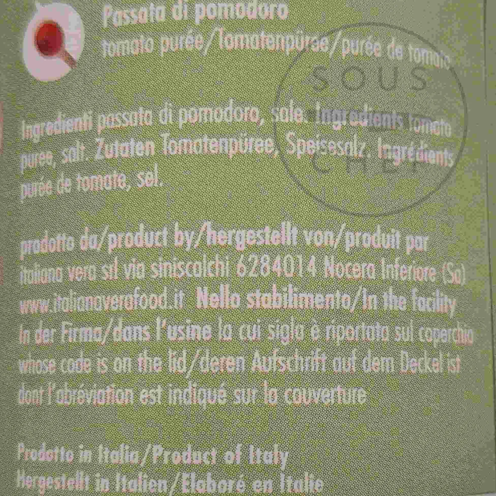 Italianavera Ingredients Brands|Vegetables^Tomato Passata in Botanical Tin, 400g