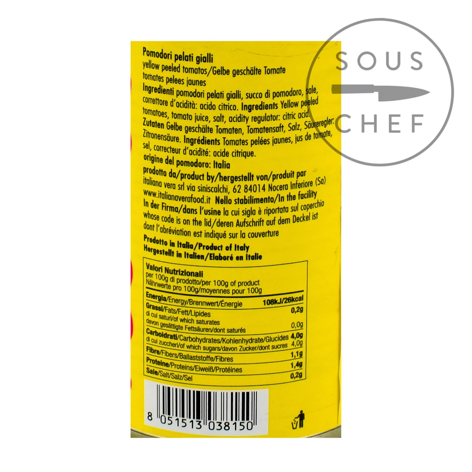 Italianavera Italian Ingredients|Vegetables^Yellow Peeled Tomatoes, 400g