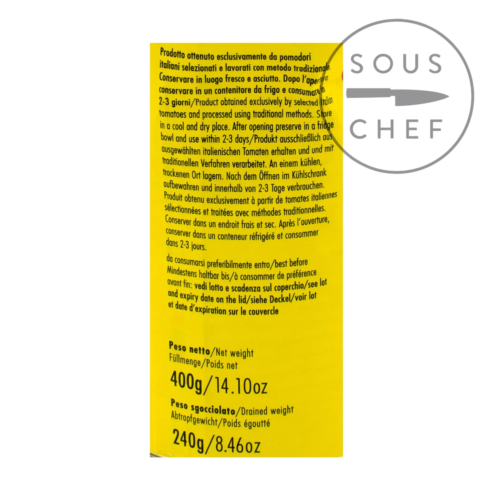 Italianavera Italian Ingredients|Vegetables^Yellow Peeled Tomatoes, 400g