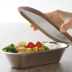 Aikata Tableware Brands|Japanese Ingredients^Japanese Brown Rim Stainless Steel Lunch Box, 21x11cm