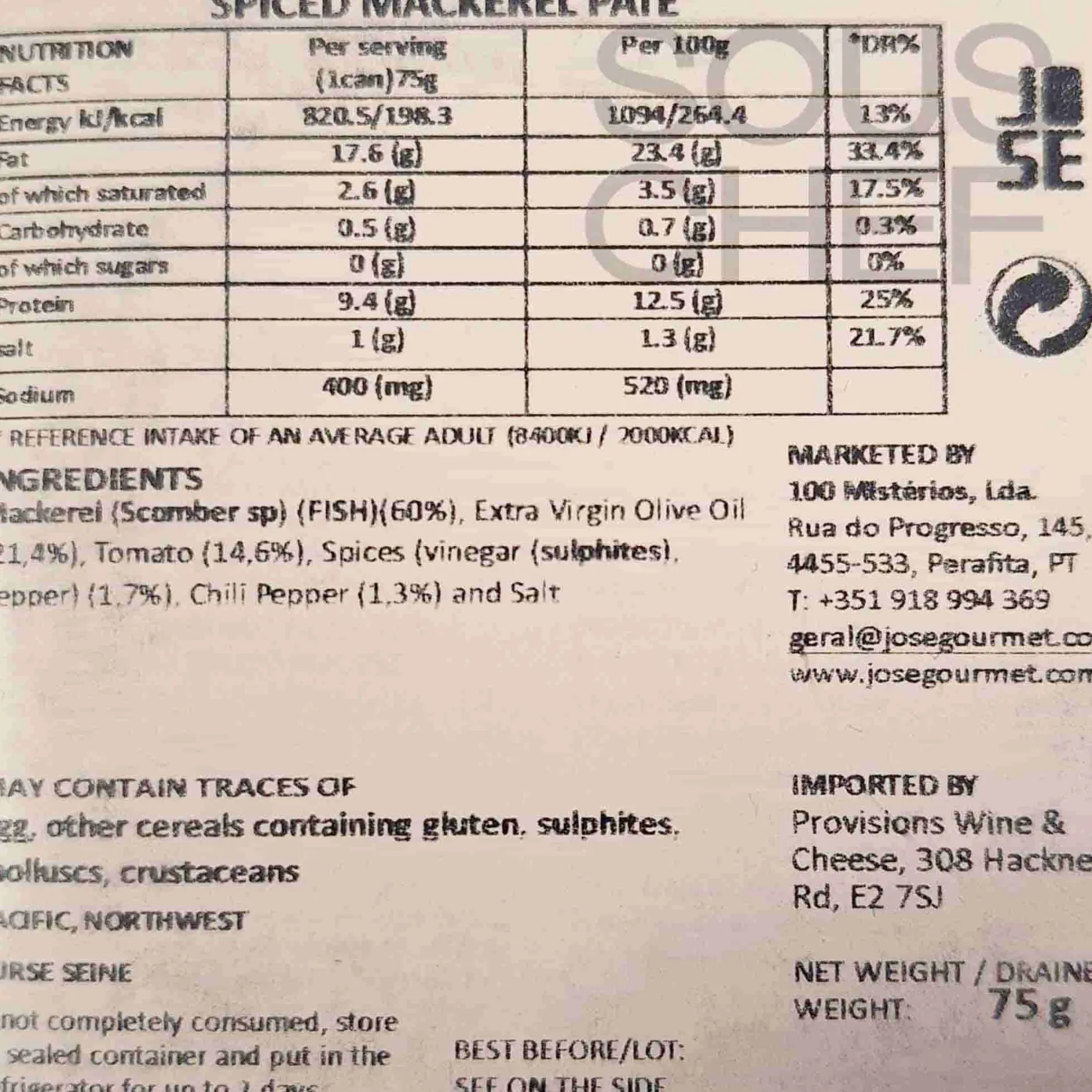 Jose Gourmet Tinned Fish & Seafood|Ingredients Brands^Spiced Mackerel Pate, 75g