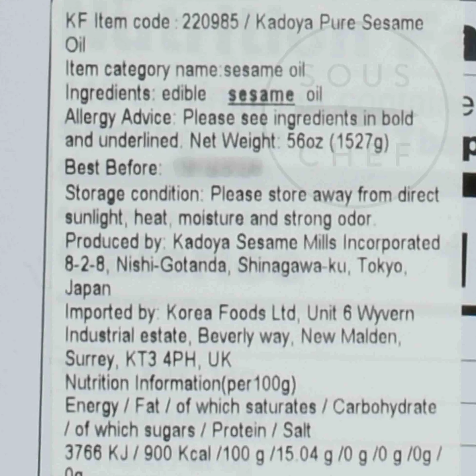 Kadoya Ingredients Brands|Japanese Ingredients^Pure Sesame Oil, 1.6kg
