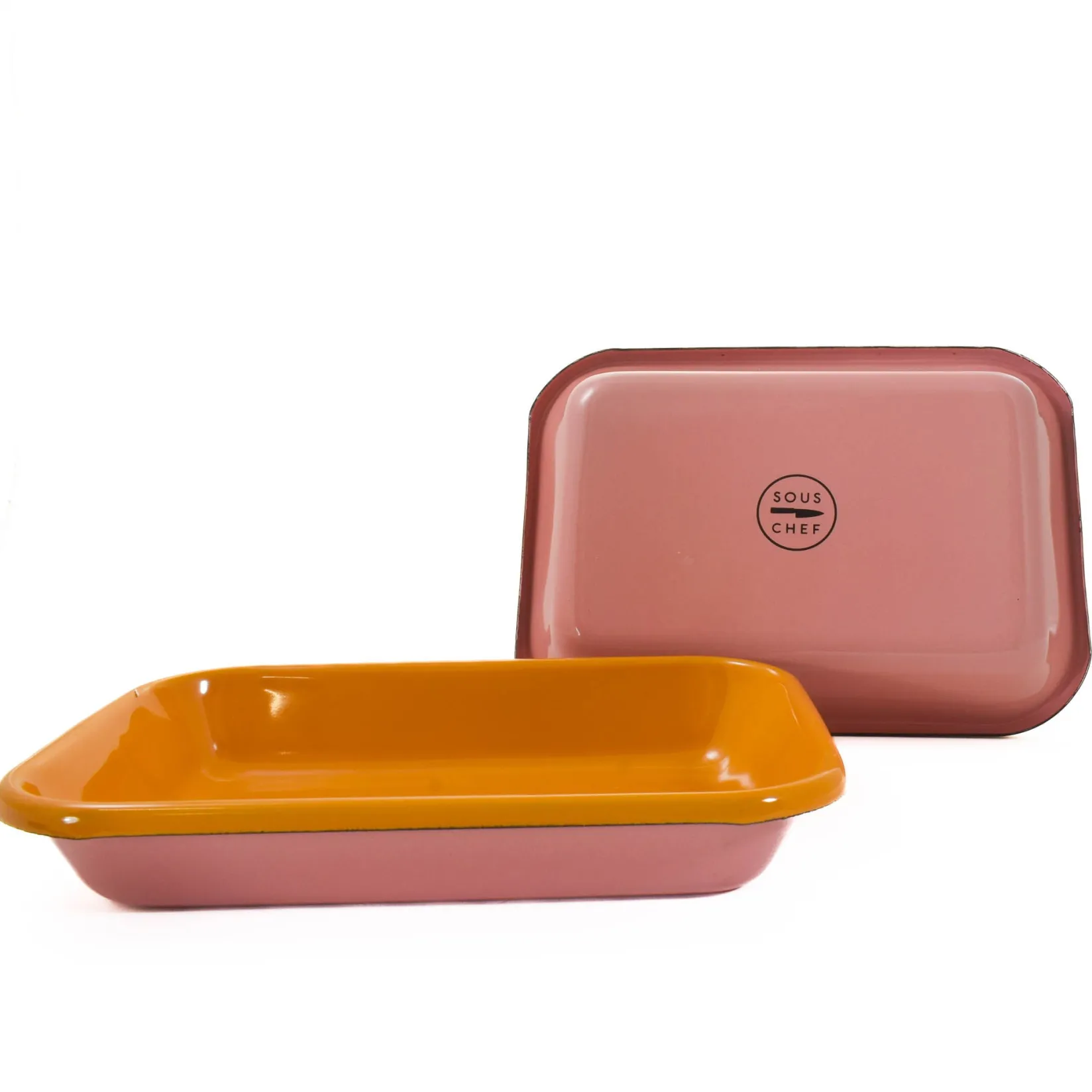 Kapka Enamel Baking Supplies & Equipment^Kapka x Sous Chef Colourblock Enamel Roasting Dish, 21cm, Pink & Yellow