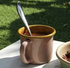 Kapka Enamel Crockery & Dinnerware|Tableware Brands^Kapka x Sous Chef Colourblock Enamel Mug, Pink & Yellow, 350ml