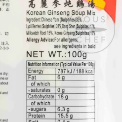 Zheng Feng Ingredients Brands|Chinese Ingredients^Korean Ginseng Soup Mix, 100g