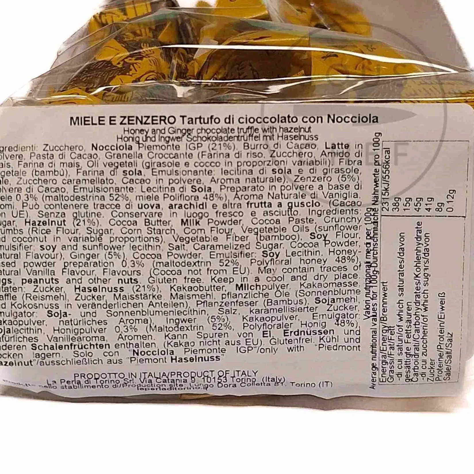 La Perla di Torino Ingredients Brands|Italian Ingredients^Honey & Ginger Milk Chocolate Truffles, 200g
