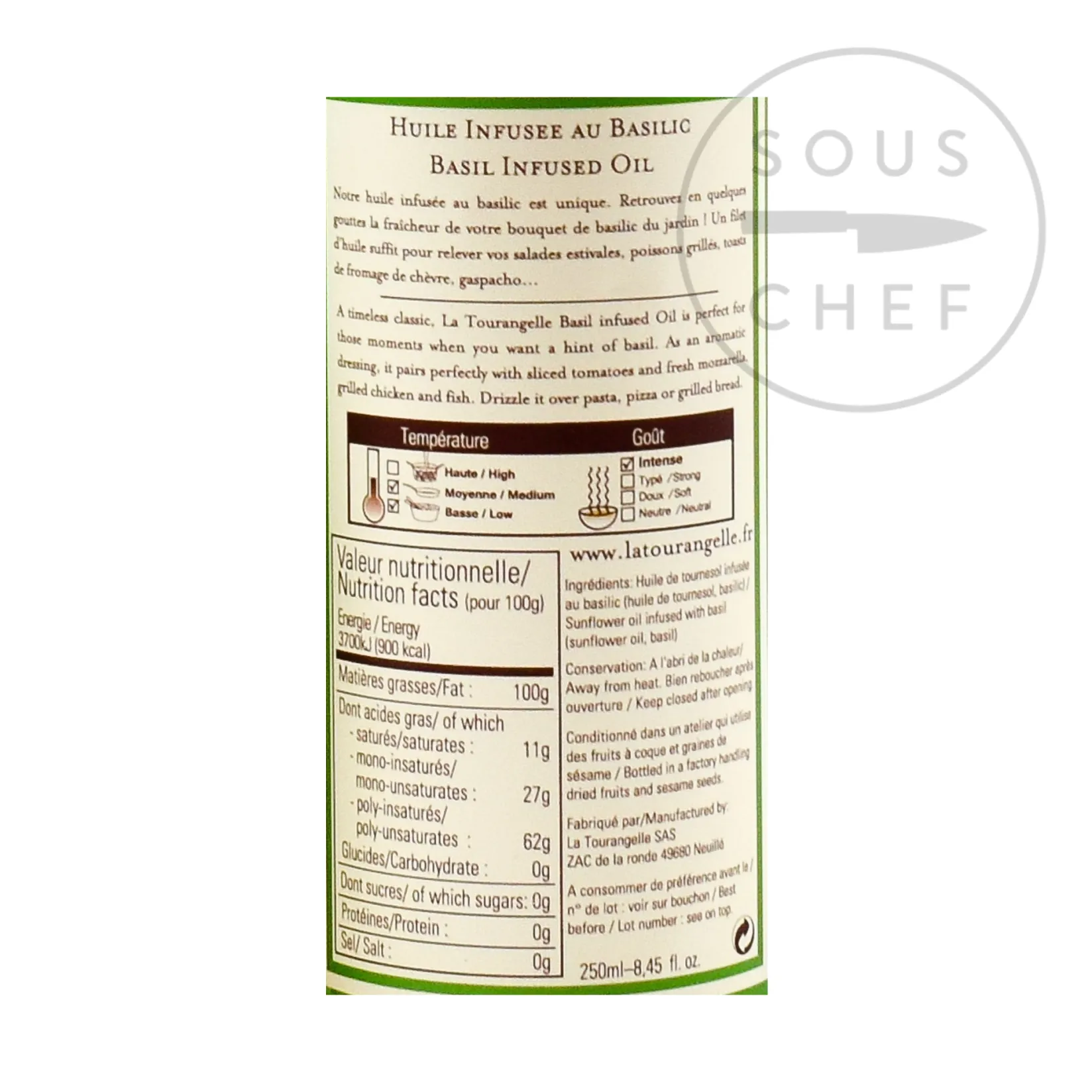 La Tourangelle French Ingredients|Oil, Vinegar & Dressings^Basil Oil, 250ml