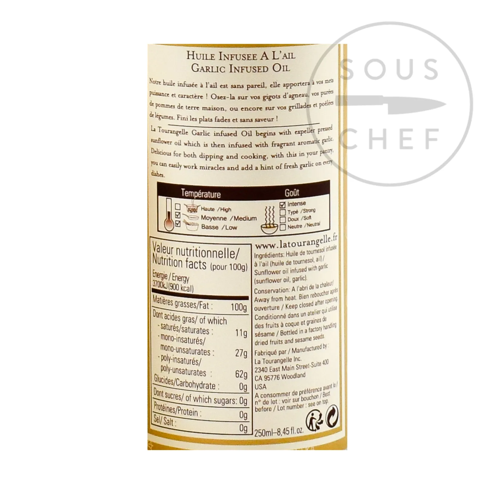 La Tourangelle French Ingredients|Oil, Vinegar & Dressings^Garlic Oil, 250ml