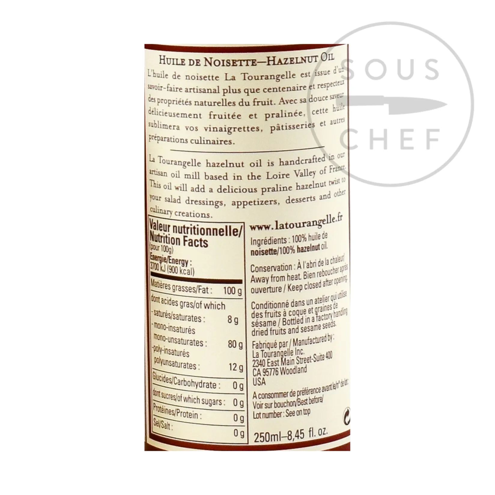 La Tourangelle French Ingredients|Oil, Vinegar & Dressings^Hazelnut Oil, 250ml