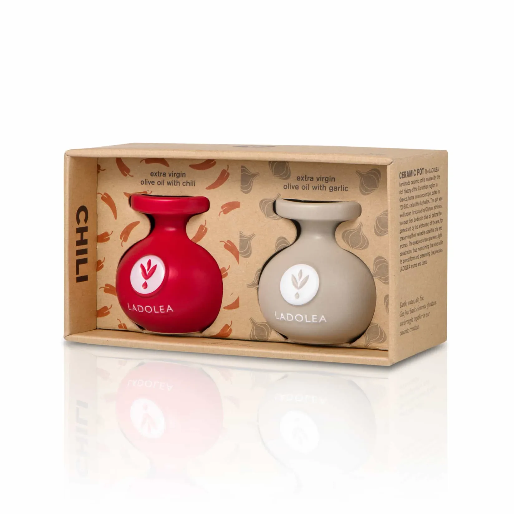 Ladolea Ingredients Brands|Greek Ingredients^Set of 2 Chilli & Garlic Infused Extra Virgin Olive Oil, 80ml