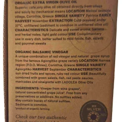 Ladolea Ingredients Brands|Greek Ingredients^Set of 2 Organic Greek Extra Virgin Olive Oil & Sweet Vinegar, 80ml