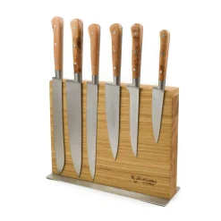 Laguiole en Aubrac French Ingredients|Kitchen Knives^Classic Knife Block of 6 Kitchen Knives, Juniper