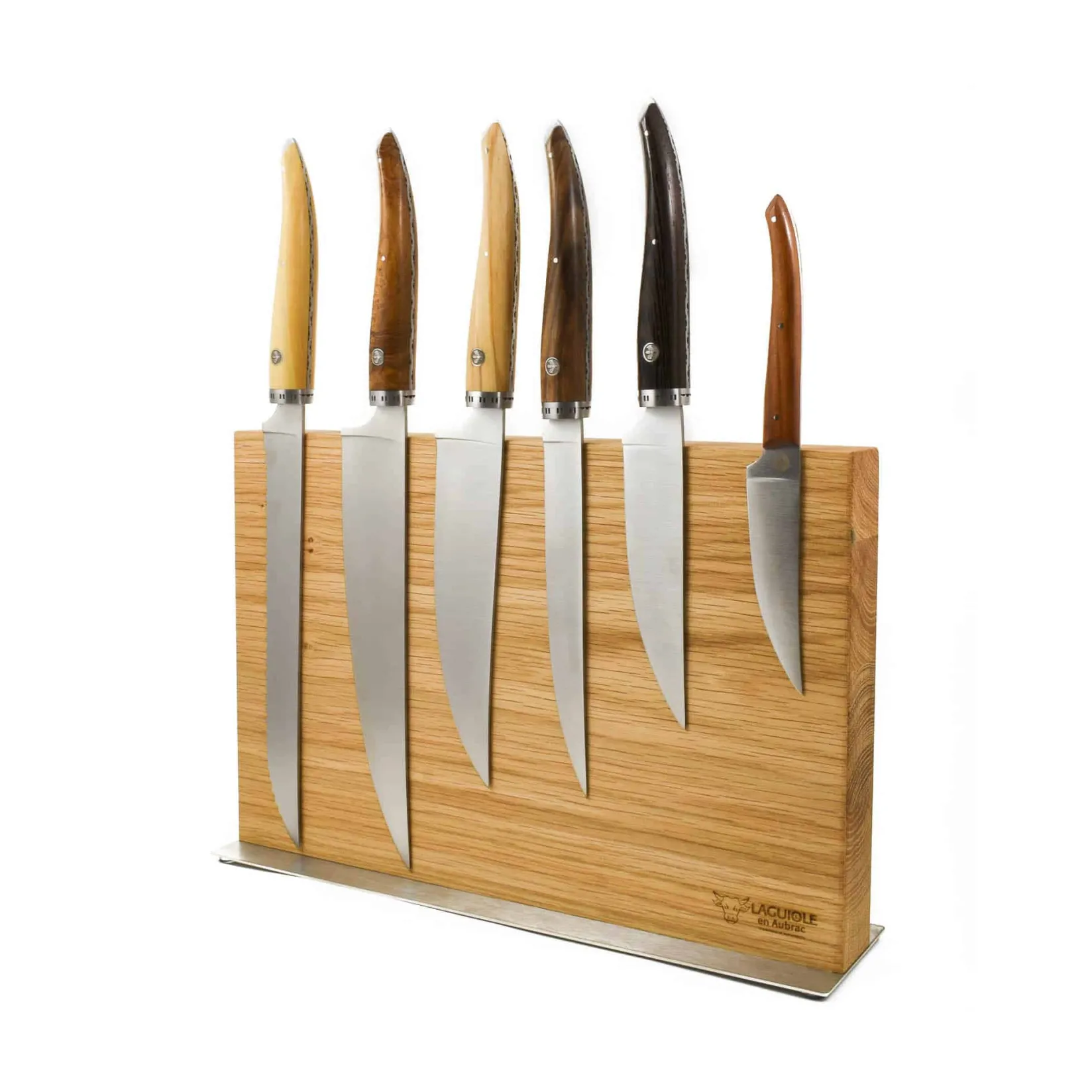 Laguiole en Aubrac French Ingredients|Kitchen Knives^Gourmet Knife Block of 6 Kitchen Knives, Mixed Woods